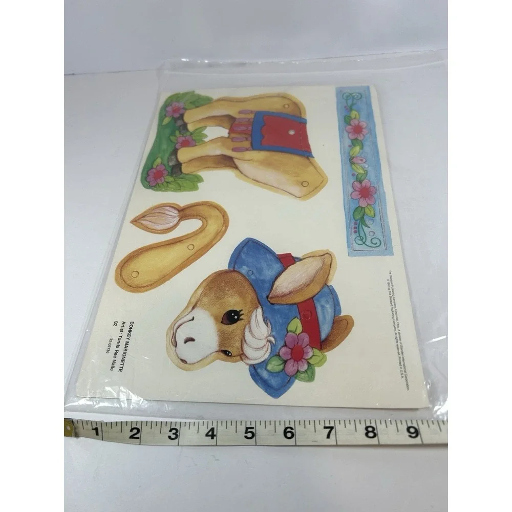 Vintage 1997 Standard Publishing Donkey Marionette Paper Craft Sheet Tonda Rae N